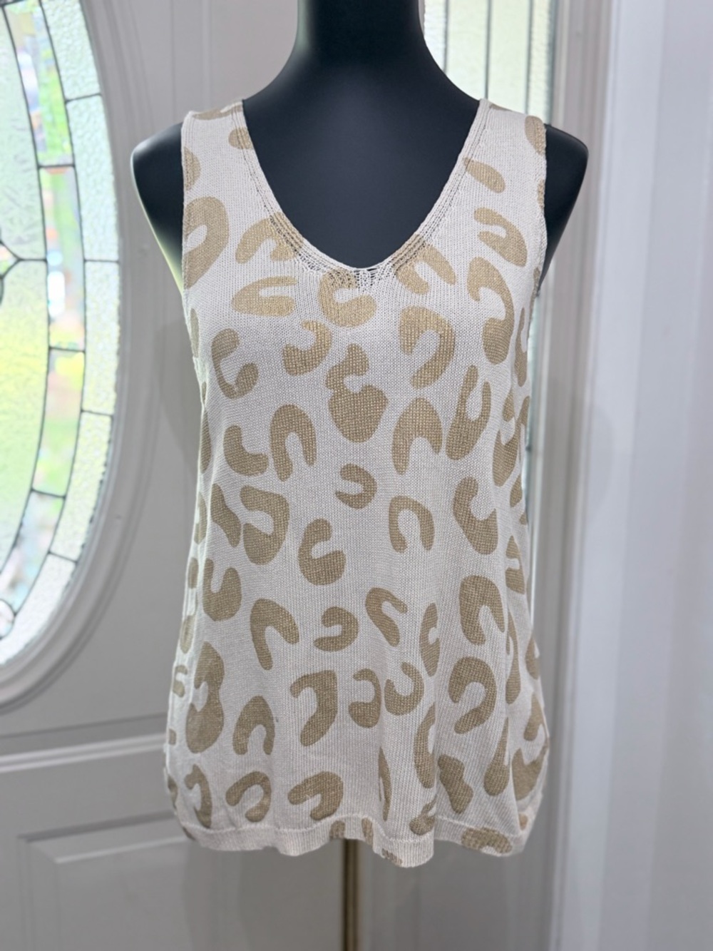 Amoli Leopard Print Sleeveless Knit Tank Top Size 1XL 2XL Neutral